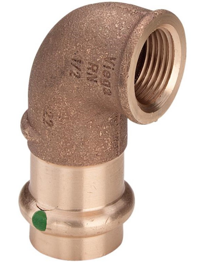 Viega Sanpress 90° Vinkeladapter 22mm x 12mm Rødgods