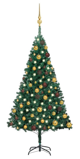 vidaXL Kunstig juletre med LED og kulesett 120 cm PVC grønn