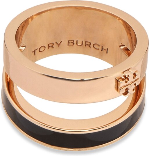 Tory Burch Icon Enamel Double Ring TORY GOLD / BLACK 36.5 Tory Burch Icon Enamel Double Ring TORY GOLD / BLACK 36.5