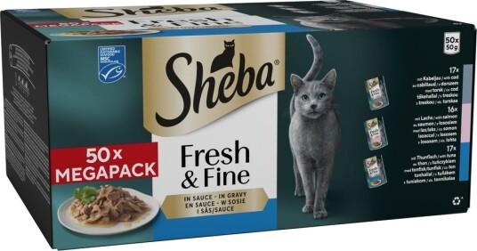 Sheba Våtfôr Fresh & Fine Med Torsk Laks Og Tunfisk I Saus 50 X 50 G