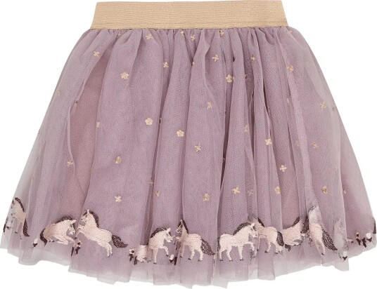 Minymo Skirt Mesh W. Emb. Purple 92