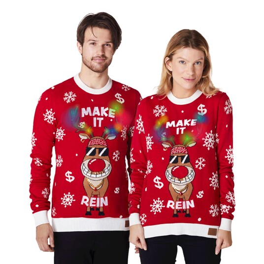 Silly Santa Make It Rein LED Julegenser - Small