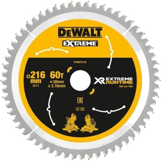 Dewalt 216 mm 60T Sirkelsagblad for Tre - DT99570 Dewalt 216 mm 60T Sirkelsagblad for Tre - DT99570