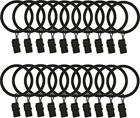 Sett med 20 klipsringer til gardiner 3,0 mm x 25 mm
