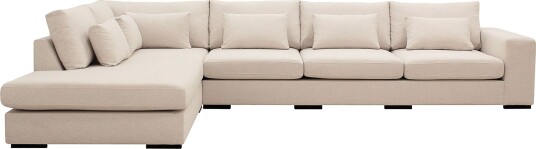 Grande 5 seters Sofa med Sjeselong Venstre Beige Stoff