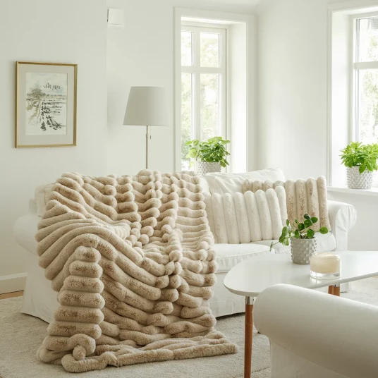 Skinnwille Liny Pledd Beige Skinnwille Liny Pledd Beige