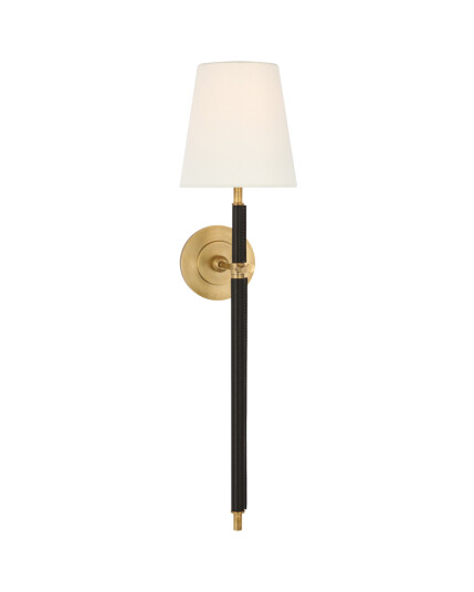Visual Comfort Bryant Large Wrapped Tail Sconce Antique Brass/Chocolate Leather