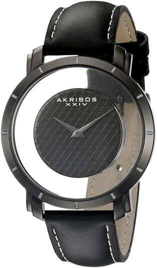 Akribos XXIV Herreklokke AK856BK Sort/Lær Ø43.5 mm