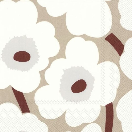 Ihr Marimekko Unikko hvite lin lunsjservietter