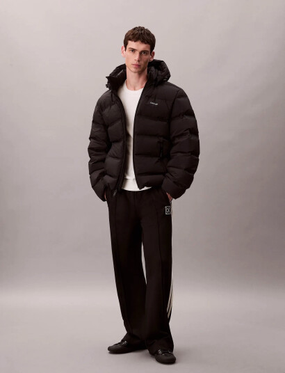 Calvin Klein Ls Quilted Bonded Channel Hd Puf - Black - M