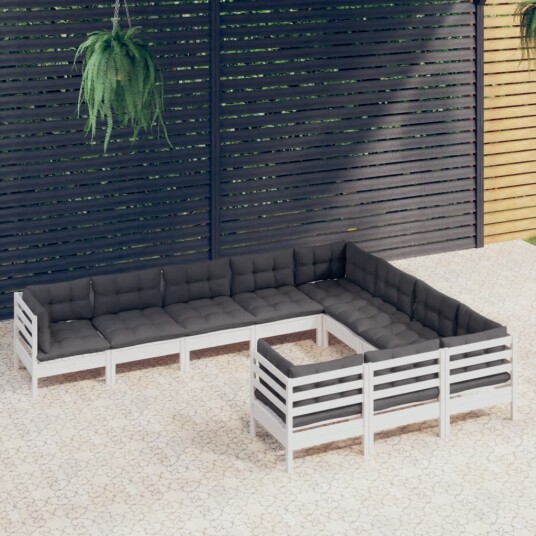  Hagesofagruppe med puter 10 deler hvit heltre furu 3096996
