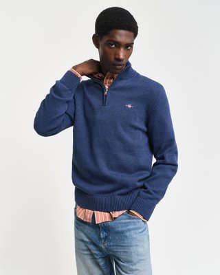 Bomullsgenser med half-zip DK JEANSBLUE MELANGE S
