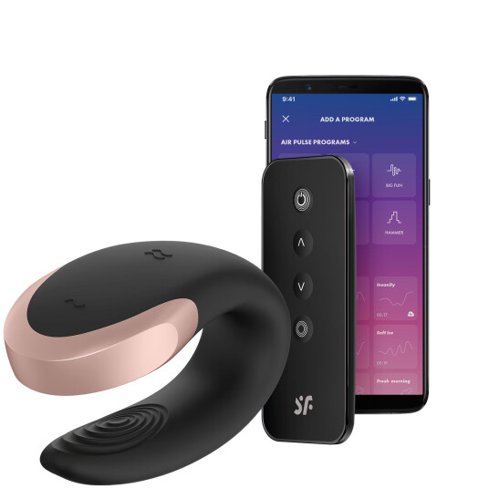 Satisfyer Double Love Fjernstyrt Parvibrator - Svart Satisfyer Double Love Fjernstyrt Parvibrator - Svart