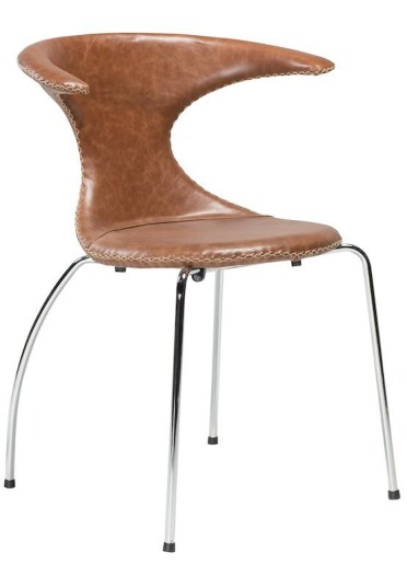 DAN-FORM - Flair Spisestol - Brun skinn, krom