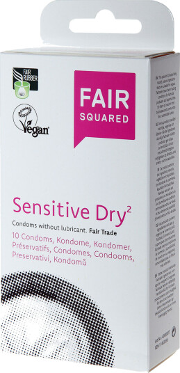 Fair Squared Sensitive Dry Veganske Kondomer 10 stk    - Klar