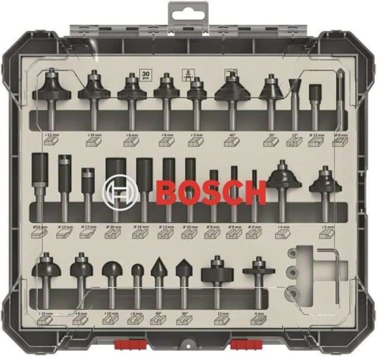Bosch Sett Med Fresejern, 30 Deler, Blandet, 1/4" Skaft