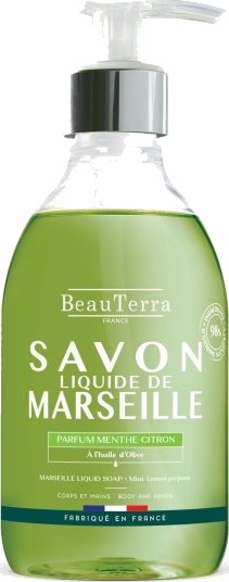 BeauTerra Marseille flytende såpe – mynte og sitron – 300 ml BeauTerra Marseille flytende såpe – mynte og sitron – 300 ml
