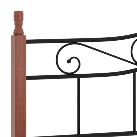 vidaXL Sengeramme svart metall og heltre eik 200x200 cm