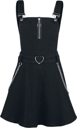 Jawbreaker Goth Kort kjole Love Me Right Dungeree Style Dress S til XXL Damer svart