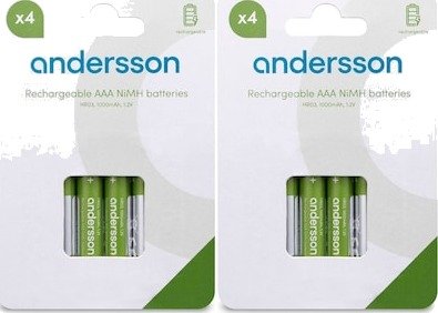 Andersson oppladbare AAA batteri, 2x4-pk Andersson oppladbare AAA batteri, 2x4-pk