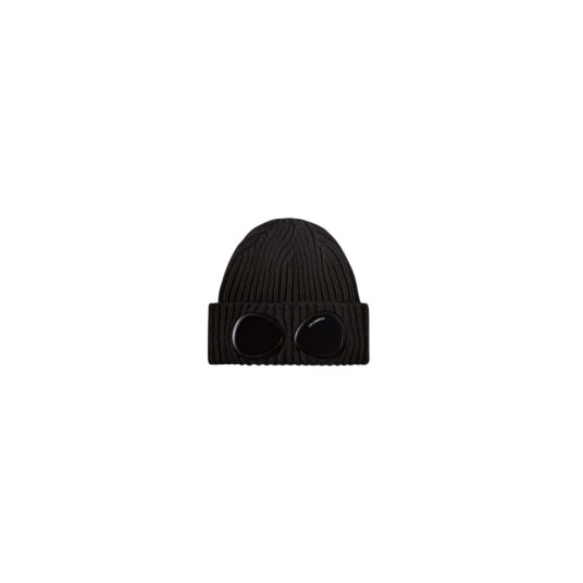 C.P. Company Knitted Merino Goggle Beanie Black