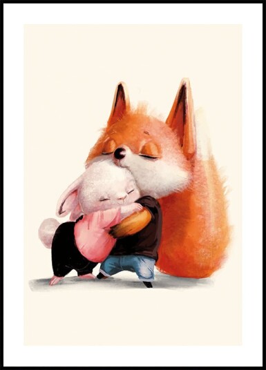 Fox Hugs Rabbit Plakat Plakat / 40x50cm