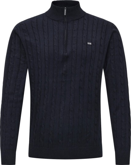 Lexington Clothing Cotton Cable Knitted Half Zip Sweater Navy XL Lexington Clothing Cotton Cable Knitted Half Zip Sweater Navy XL