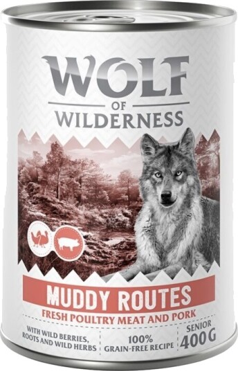 Wolf Of Wilderness Våtfôr Senior Ekspedisjon Muddy Routes Fjærkre Med Gris 6 X 400 G