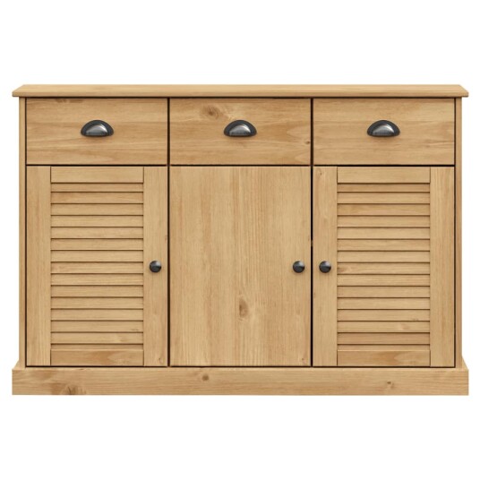 vidaXL Skjenk med skuffer VIGO 113x40x75 cm heltre furu