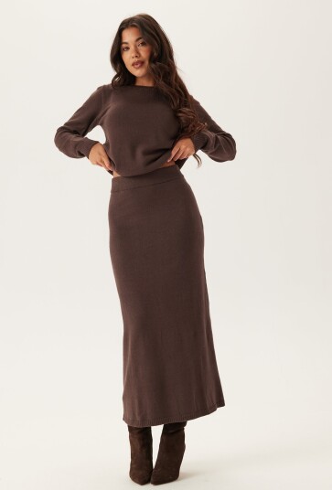 Vila Viril Ankle Knit Skirt Noos Brown XS