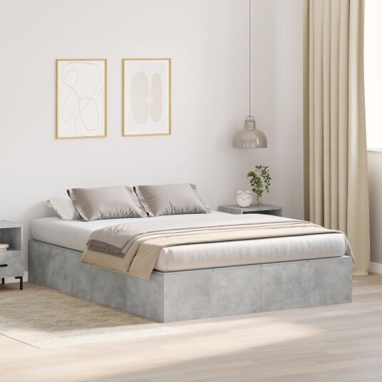 Oppbevarings Senge Ramme Betong Grå 140x200 cm 3335376