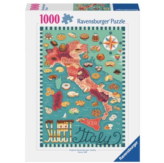 Puslespill 1000 Kart Over Italia Ravensburger Puslespill 1000 Kart Over Italia Ravensburger