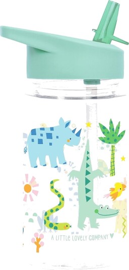 A Little Lovely Company Drikkeflaske m. Sugerør 450 ml Jungl A Little Lovely Company OneSize Drikkeflaske Turkis