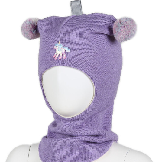 KiVAT unicorn balaklava ull – lavendel multicolor bobbles 1 2år KiVAT unicorn balaklava ull – lavendel multicolor bobbles 1 2år