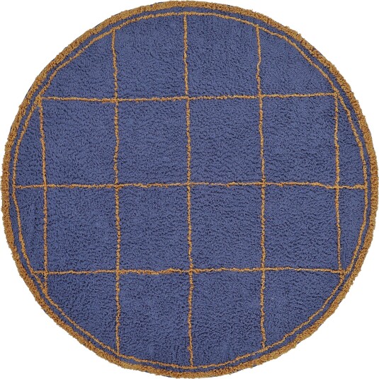 Rundt teppe Lana Natural Cotton Shaggy blå/gul Størrelse: Ø 240 cm