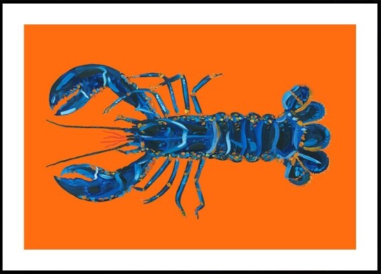 Lobster On Orange Poster Plakat / 21x30cm