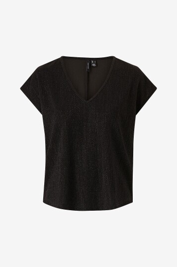 Vero Moda - Topp vmElma S/S V-neck Top - Svart