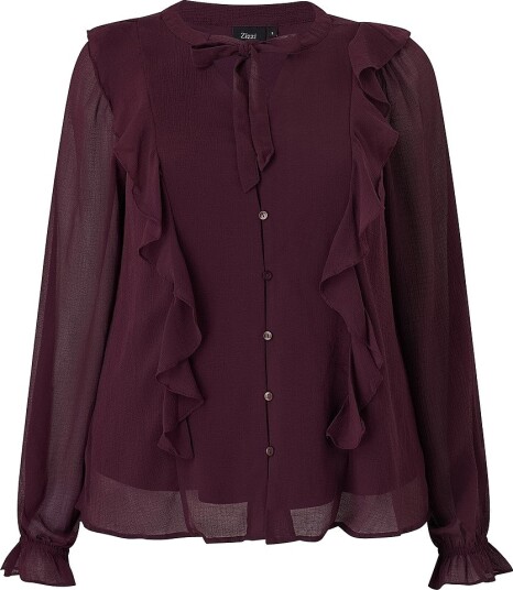 Zizzi Bluse Mimmi L/S Blouse Rød