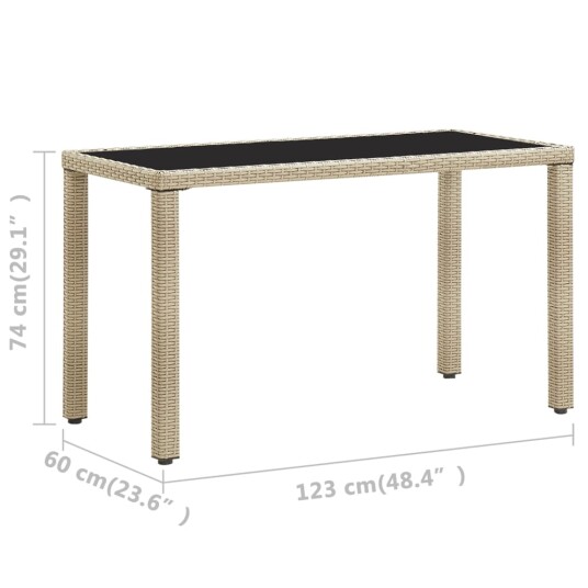 Hagebord beige 123x60x74 cm polyrotting