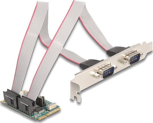 Delock Mini Pcie I/O Pcie Full Størrelse 2 X Seriell Rs-232 Med Strøm 95276