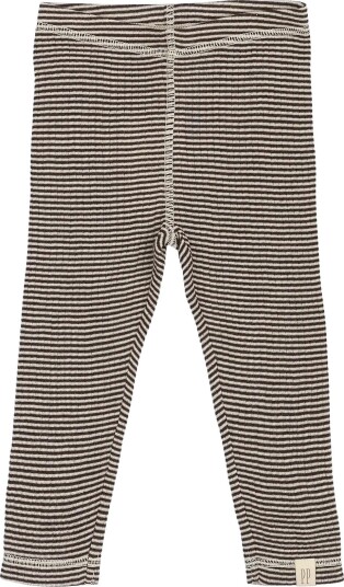 Petit Piao Ppdante Leggings Merino Wool Striped COFFEE BEAN/DARK OFF WHITE 104