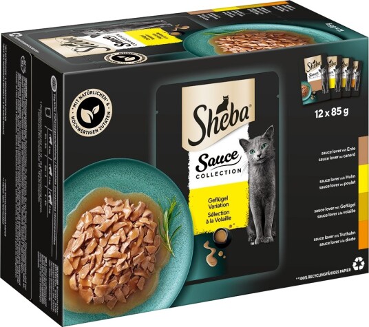 Sheba Våtfôr Megasparepakke Varianter Sauce Collection And Fjærkre Kylling Kalkun 144 X 85 G