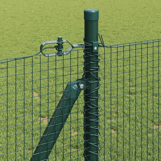 Gjerde stolpesett 2 stk Grønn Metall 10 x 1 m Holdbar