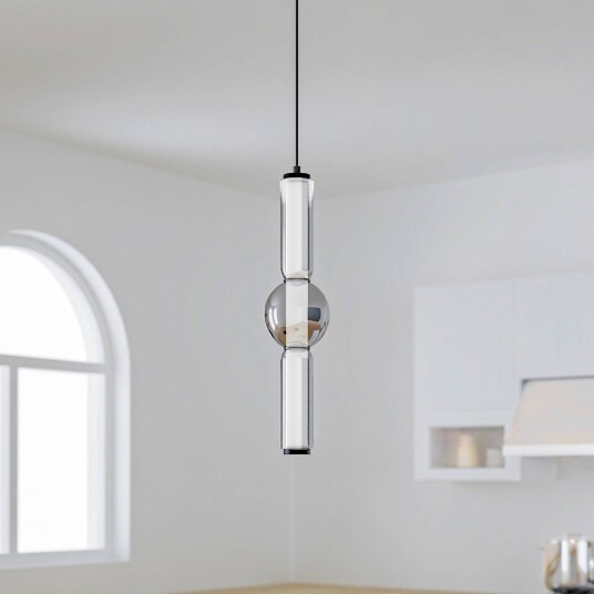Lucande LED-pendel Savete røykgrå glass Ø 12 cm