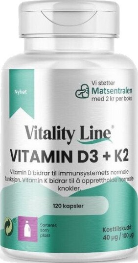 Vitality Line D3 & K2 120 kapsler