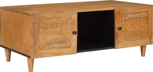 vidaXL Kaffebord med hylle Lysebrun 100 x 54 x 40 cm heltre mango