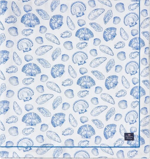 Lexington Home Shell Printed Organic Cotton Tablecloth   Blue   150X250