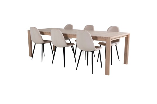 Venture Home Slider Matgruppe Forlengningsbar 170 cm Rektangulær med 6 Polar stoler Beige