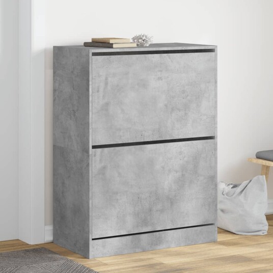 Skoskap med 2 vippeskuffer betonggrå 80x42x108 cm 8721012385962 Skoskap med 2 vippeskuffer betonggrå 80x42x108 cm 8721012385962
