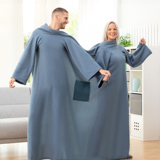 Innovagoods Dobbelt ermet teppe med sentral lomme Doublanket Blå